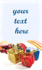 Christmas or New Year's Presents and Decorations on White