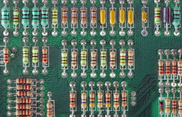 Circuit Board with resistors - obrazy, fototapety, plakaty
