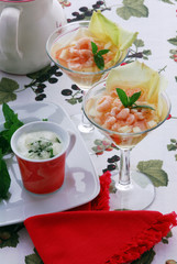 Gamberetti alle mele e petali di rosa - Antipasti di pesce
