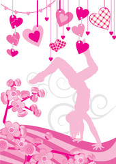 pink hearts and dancing girl