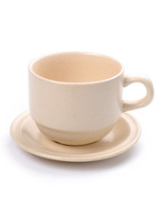 empty ceramic coffee cup and saucer