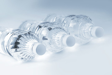 plastic bottles of water