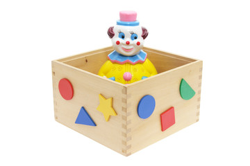 Toy Clown in Wooden Box