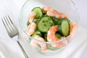 Krabben Salat Gurke Schnittlauch Dressing