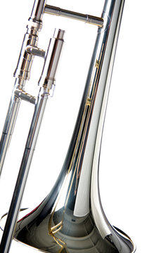 Trombone close-up Isolated  on White