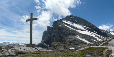 cross on top of mountain gemmipass switzerland