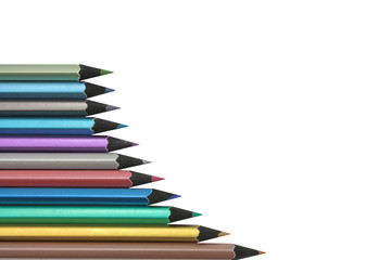 Colored pencils isolated on white background