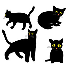 Hand drawn cat vector icons.