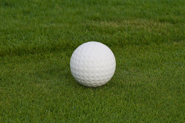 Golf ball on the green grass