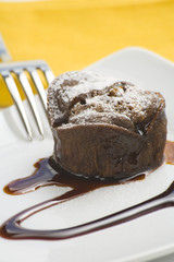 delicious chocolate cake and caramel