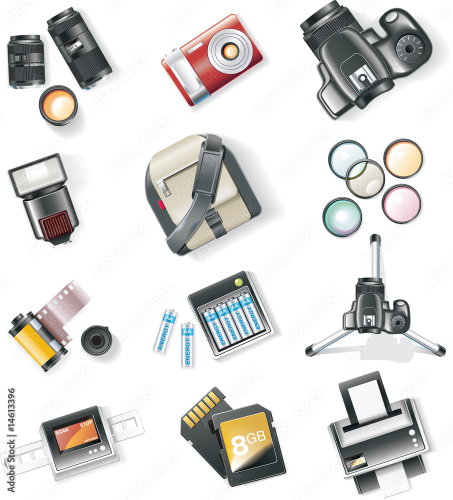 Wall mural Vector photography equipment icon set