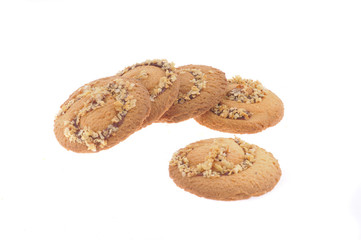 Tasty cookie and cakes isolated on white background
