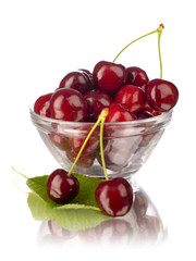 cherry in a glass dish