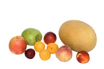 Different fruits isolated on white background