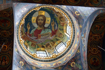 Fototapeta na wymiar christ fresco in dome cupola