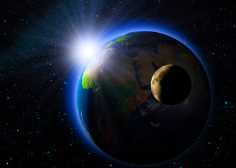 Obraz na płótnie Canvas Our planet with his moon