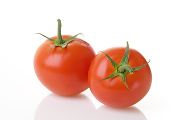 Two Tomatoes With Stems