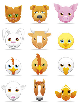 Pets and farm animals icons