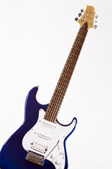 Blue Electric Guitar Isolated On White