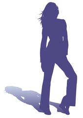 silhouette standing young woman