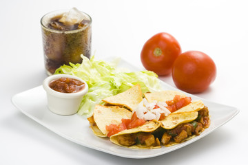 delicious chicken quesadilla and fresh vegetables