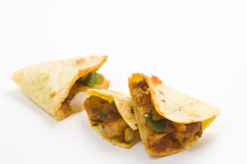 delicious chicken quesadilla and fresh vegetables