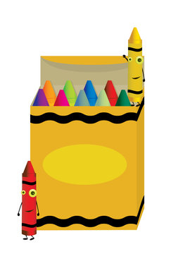 Crayons characters on box