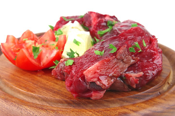 uncooked small beef chunks