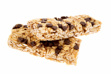 Snack bars on white background
