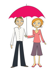 femme homme parapluie