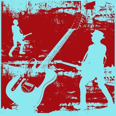 Papier Peint photo autocollant Groupe de musique Fond Grunge Guitare