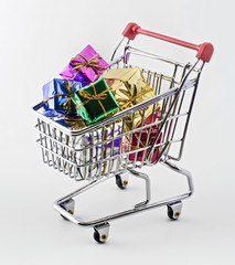 shopping cart with presents