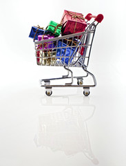 shopping cart with presents