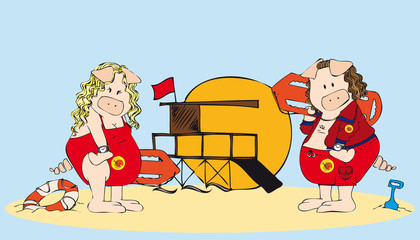 Baywatch pigs © Mi.Ti.