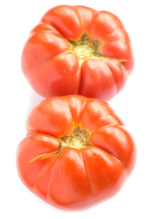 Two tomato on white background
