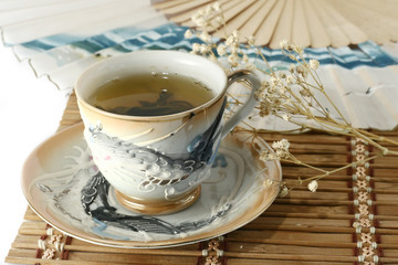 cup of green tea isolated