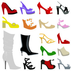 woman shoes icon set