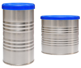 Narrow and wide tin cans. Isolated.