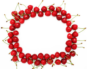 Frame from ripe sweet cherries.