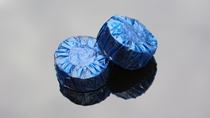 Blue toilet cistern blocks