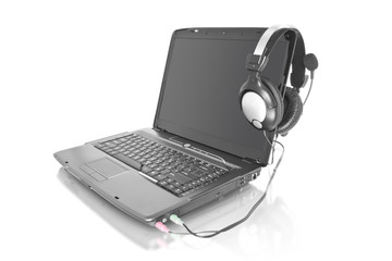music laptop with stereo headset