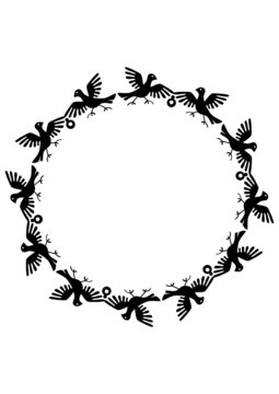 Oval frame with birds