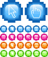 Pixel Icon Buttons - vector illustrations