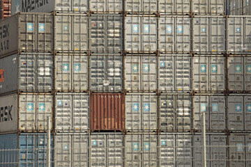 Empty container in Hamburg harbor