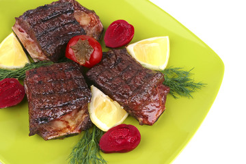 roast rib's on green dish