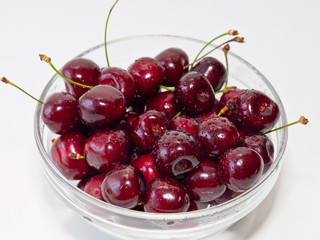 Cherries in a glass pot