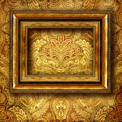 retro background with blank wooden frame