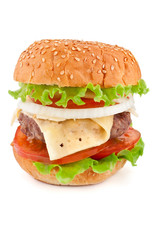 cheeseburger on white background