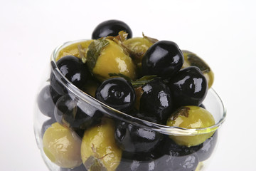 green and black olives