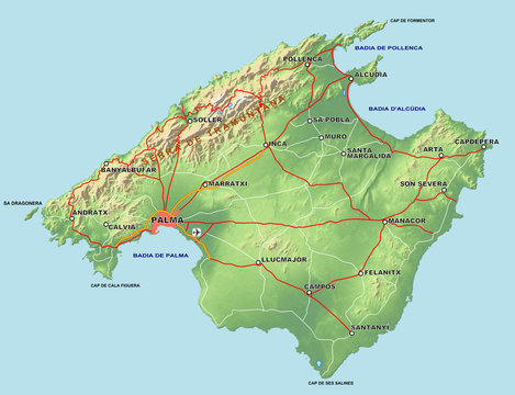 Mallorca - Karte mit Relief